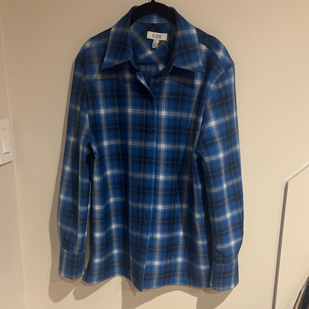 COS Navy and White Checkered Shirt